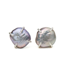 Load image into Gallery viewer, Grey Pearl Studs Alana Douvros Jewelry
