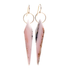 Load image into Gallery viewer, Pink Peruvian Opal Dagger Earrings