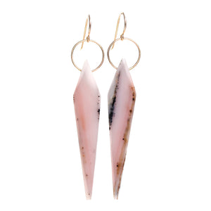 Pink Peruvian Opal Dagger Earrings