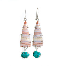 Load image into Gallery viewer, Crazy Lace Agate and Turquoise Pebble Earrings