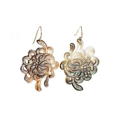 Black Mother of Pearl Flower Earrings Alana Douvros Jewelry