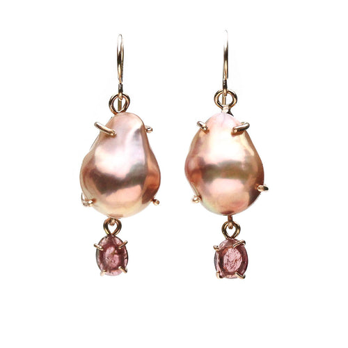 Edison Mabe Pearl and Tourmaline Earrings Alana Douvros Jewelry