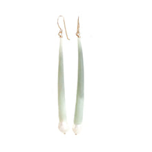 Load image into Gallery viewer, Green Tusk Shell and Freshwater Pearl Earrings Alana Douvros Jewelry