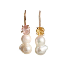 Load image into Gallery viewer, Akoya Twin Pearls with Tourmaline Flowers Alana Douvros Jewelry
