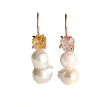 Load image into Gallery viewer, Akoya Twin Pearls with Tourmaline Flowers Alana Douvros Jewelry