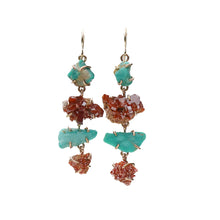 Load image into Gallery viewer, Vanadinite and Turquoise Tier Earrings