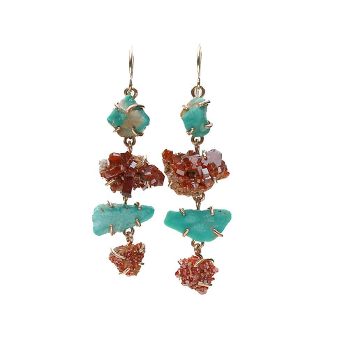 Vanadinite and Turquoise Tier Earrings Alana Douvros Jewelry