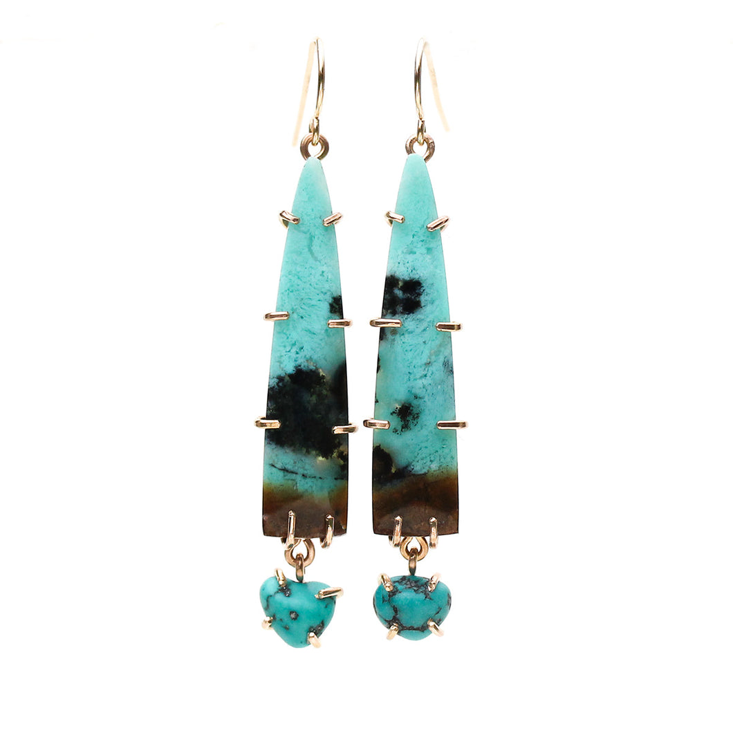 Chrysocolla and Turquoise Pebble Earrings Alana Douvros Jewelry