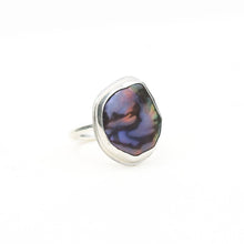 Load image into Gallery viewer, Semi Baroque Black Freshwater Pearl Bezel Ring Alana Douvros Jewelry