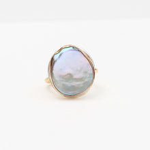 Load image into Gallery viewer, Semi Baroque Grey Freshwater Pearl Bezel Ring Alana Douvros Jewelry