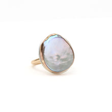 Load image into Gallery viewer, Semi Baroque Grey Freshwater Pearl Bezel Ring Alana Douvros Jewelry