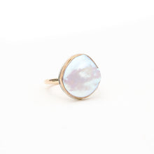 Load image into Gallery viewer, Semi Baroque White Freshwater Pearl Bezel Ring Alana Douvros Jewelry
