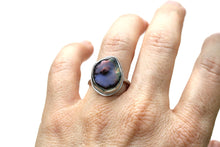 Load image into Gallery viewer, Semi Baroque Black Freshwater Pearl Bezel Ring Alana Douvros Jewelry