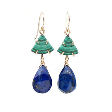 Load image into Gallery viewer, Malachite and Lapis Lazuli Earrings