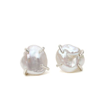Load image into Gallery viewer, White Pearl Studs Alana Douvros Jewelry