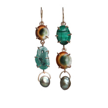 Load image into Gallery viewer, Eye of Shiva and Malachite Tier Earrings Alana Douvros Jewelry