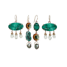 Load image into Gallery viewer, Eye of Shiva and Malachite Tier Earrings Alana Douvros Jewelry