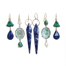 Load image into Gallery viewer, Green Limpet and Raw Turquoise Tier Earrings Alana Douvros Jewelry