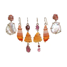 Load image into Gallery viewer, Raw Pink Sapphire and Seashell Tier Earrings Alana Douvros Jewelry