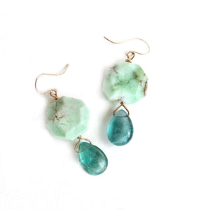 Chrysoprase and Fluorite Lolli Earrings