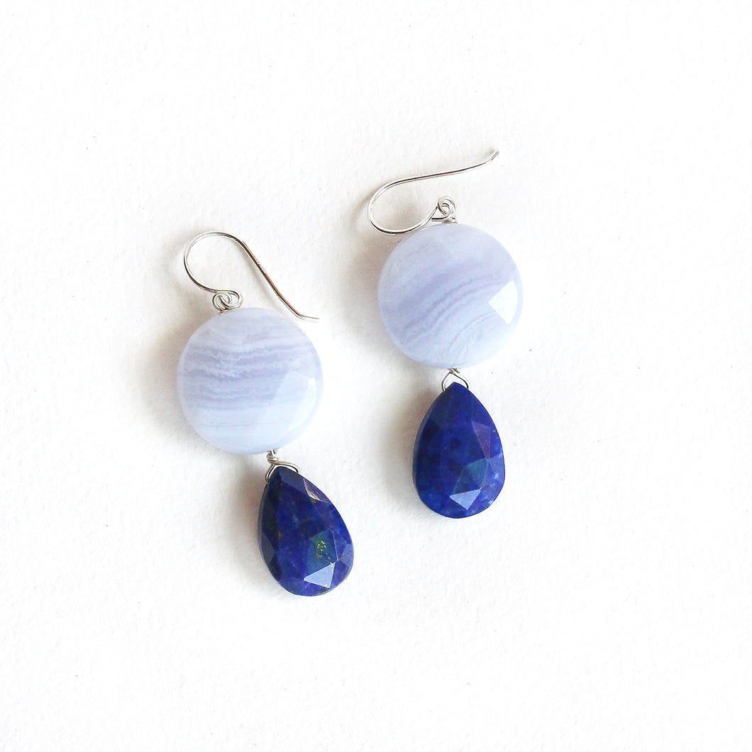 Blue Lace Agate and Lapis Lazuli Lolli Earrings