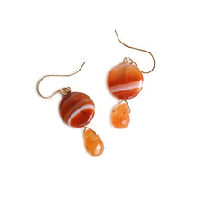 Load image into Gallery viewer, Banded Agate and Carnelian Lolli Earrings