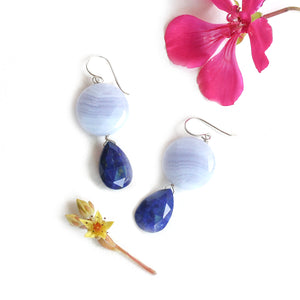 Blue Lace Agate and Lapis Lazuli Lolli Earrings