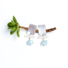 Load image into Gallery viewer, Larimar and Freshwater Pearl Stack Studs