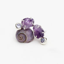 Load image into Gallery viewer, Amethyst and Tanzanite Pebble Studs