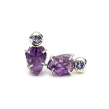 Load image into Gallery viewer, Amethyst and Tanzanite Pebble Studs