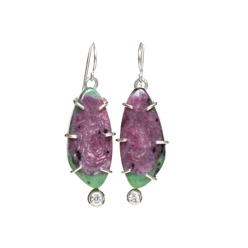 Ruby in Zoisite With Sapphire Earrings Alana Douvros Jewelry