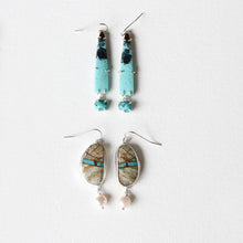 Load image into Gallery viewer, River Turquoise and Freshwater Pearl Earrings