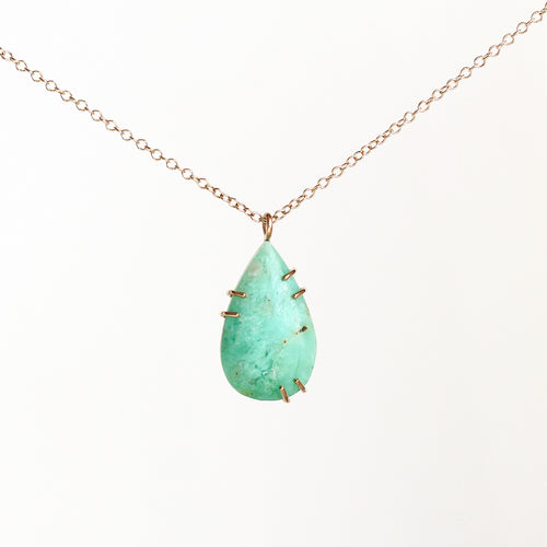 Australian Chrysoprase Teardrop Necklace