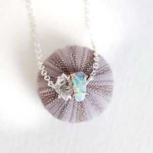 Opal and Herkimer Diamond Pebble Necklace