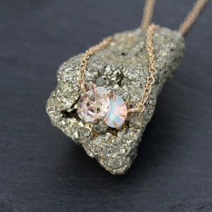 Opal and Herkimer Diamond Pebble Necklace