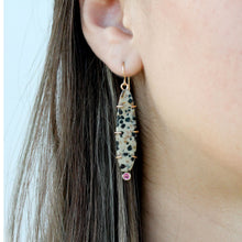 Load image into Gallery viewer, Dalmatian Jasper and Neon Pink Sapphire Earrings Alana Douvros Jewelry