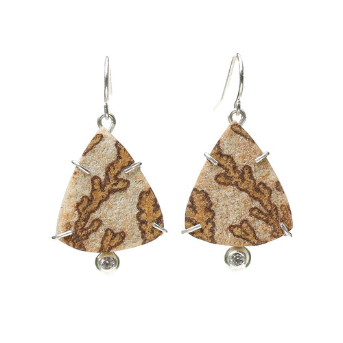 Dendritic Sandstone with Sapphire Earrings Alana Douvros Jewelry