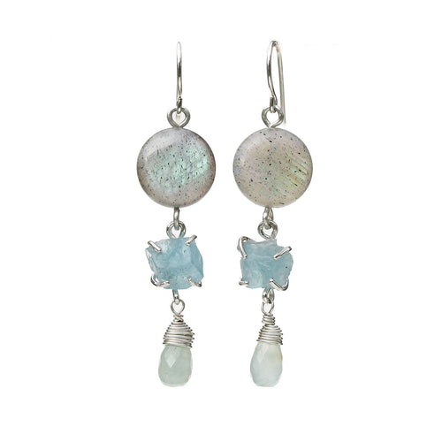Labradorite and Aquamarine Tier Earrings Alana Douvros Jewelry