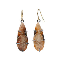 Load image into Gallery viewer, Fossilized Coral Teardrop Earrings Alana Douvros Jewelry