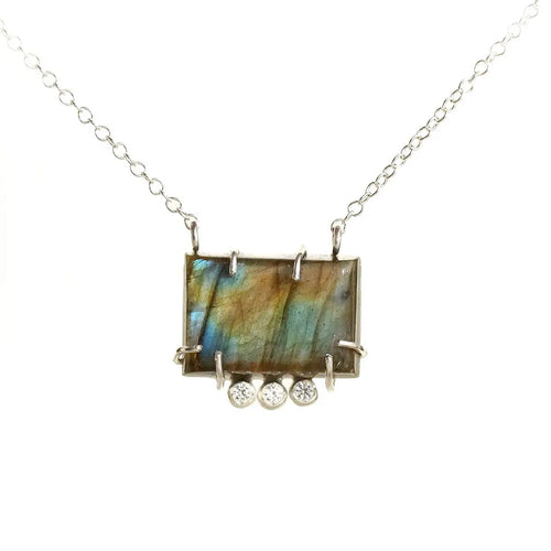 Labradorite and White Sapphire Sparkle Necklace Alana Douvros Jewelry