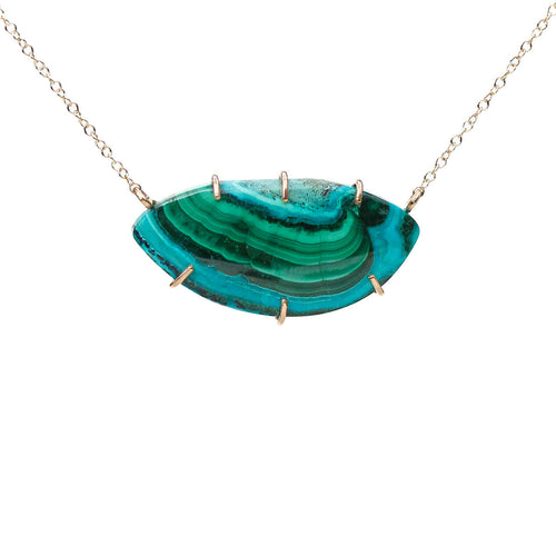 Malachite and Chrysocolla Slice Necklace Alana Douvros Jewelry