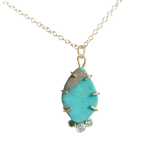 Nevada Turquoise Pendant with Tourmaline Alana Douvros Jewelry