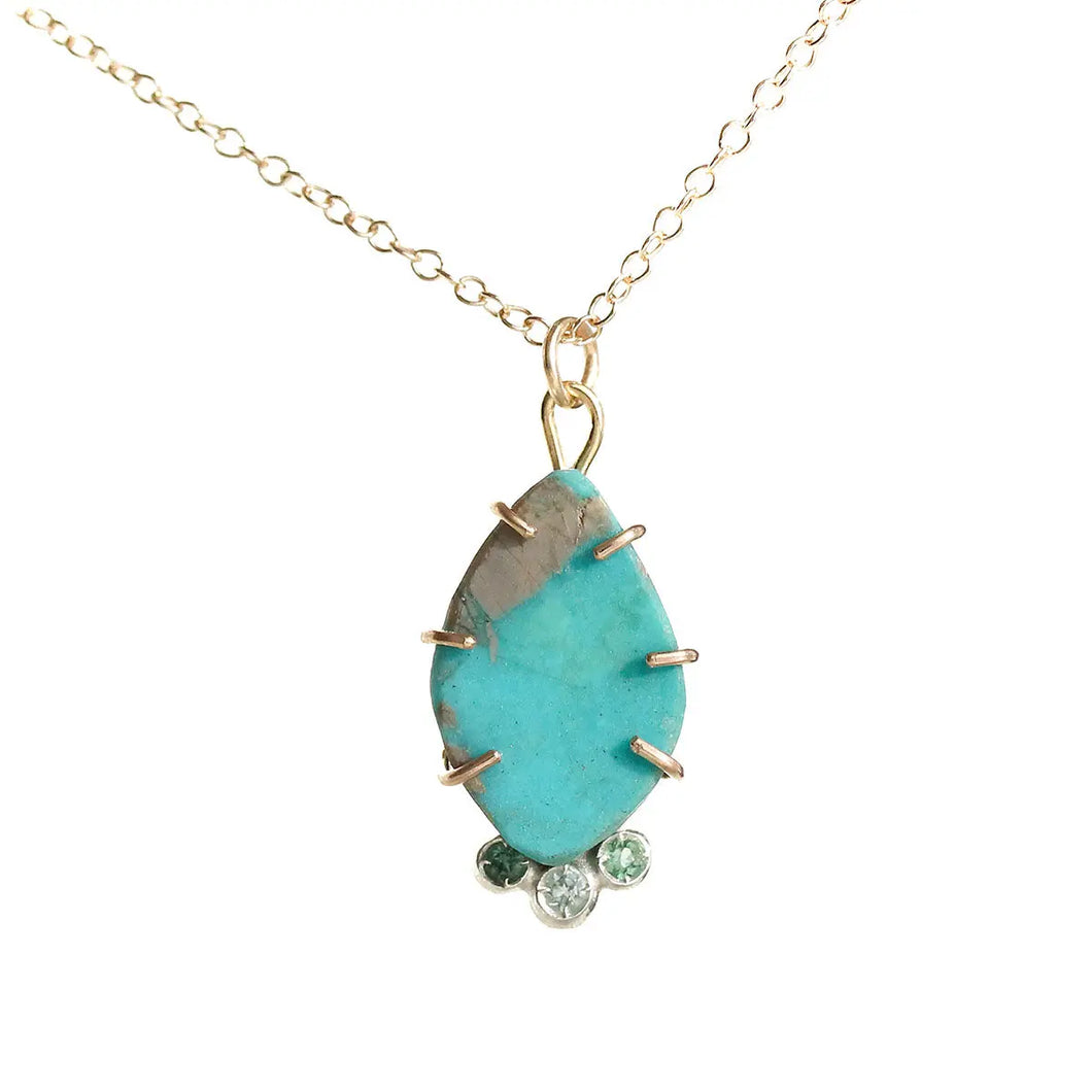 Nevada Turquoise Pendant with Tourmaline Alana Douvros Jewelry
