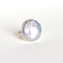 Load image into Gallery viewer, Semi Baroque White Freshwater Pearl Bezel Ring Alana Douvros Jewelry