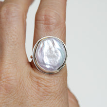 Load image into Gallery viewer, Semi Baroque White Freshwater Pearl Bezel Ring Alana Douvros Jewelry