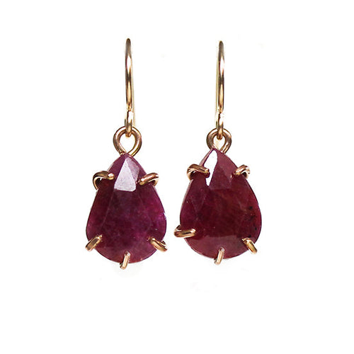 Faceted Ruby Pear Earrings Alana Douvros Jewelry