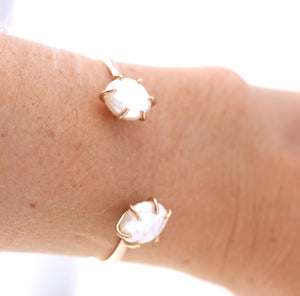 White Pearl Double Cuff Bracelet