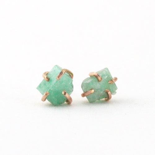 Raw Emerald Studs