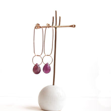 Load image into Gallery viewer, Purple Fluorite Ellipse Earrings