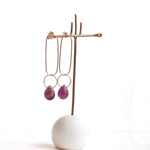 Purple Fluorite Elipse Earrings